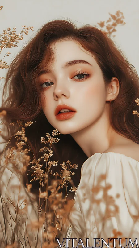 Soft autumn muse drifting among whispering dried wildflowers.