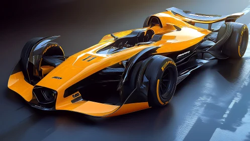 Sleek orange race car glowing with futuristic track energy.