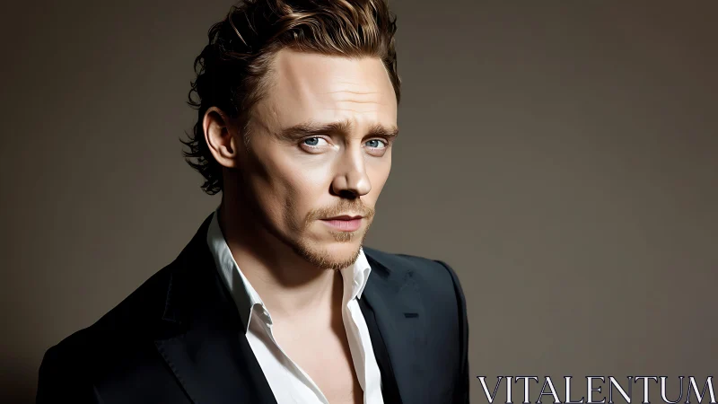 Studio portrait renders sharply lit male subject with soft bokeh