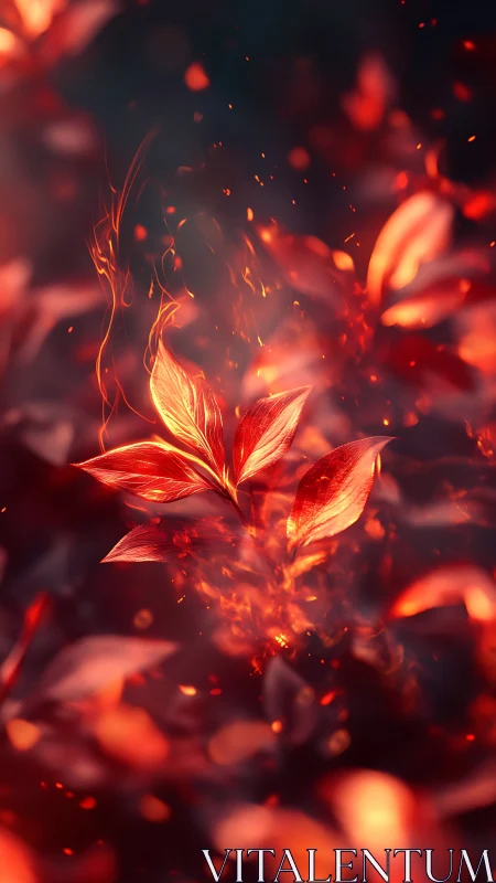 Fiery Petals: Digital Bloom in Ember Light.
