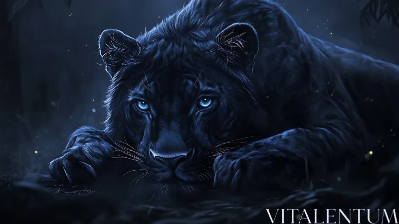 A Midnight Lioness: Fierce Beauty in Blue Light.