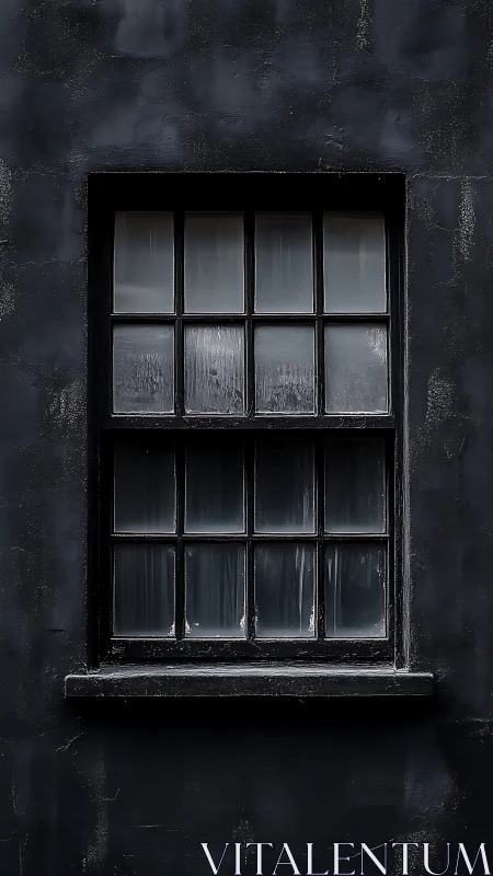 Quiet black window holding stories in softened glass panes.