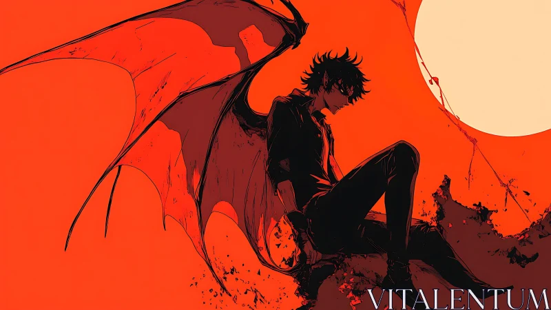 Winged shadow broods beneath a furious, burning sun.