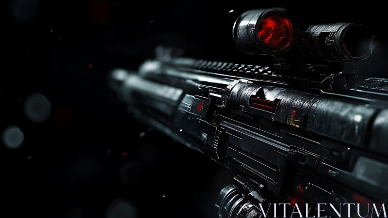 3D tactical railgun render with cinematic macro perspective.