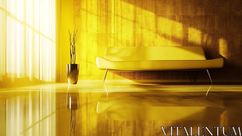 Sunlit yellow lounge where shadows stretch and daydreams hum.