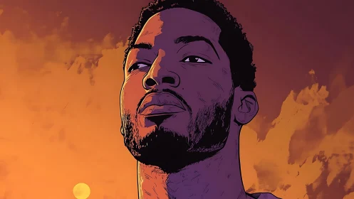 Sunwarm Gaze of a Violet King at Cloudline Dusk.