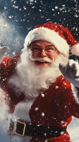 Snow-dancing Santa whirls joy through a sparkling blizzard