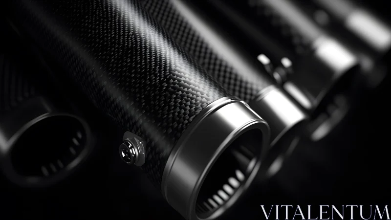 Close-up of Carbon Fiber Exhaust Pipes in Modern Industrial Style.