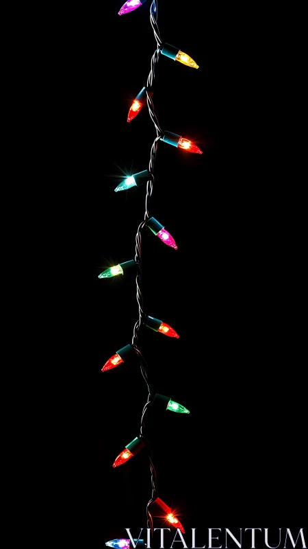 Colorful string lights glow warmly against deep night