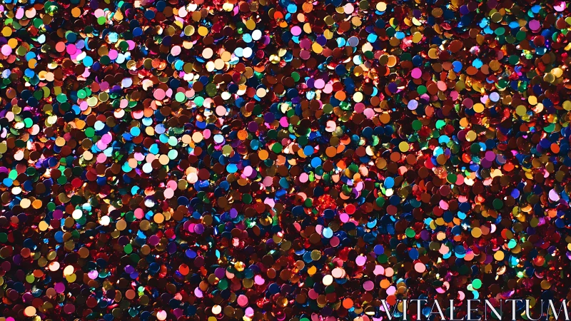 Chromatic confetti macro field with reflective bokeh detail.