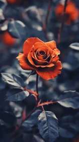 Vibrant Orange Rose in Soft Focus Garden Setting