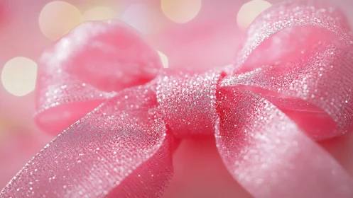 Glittering pink ribbon quietly turns giftwrap into starlight