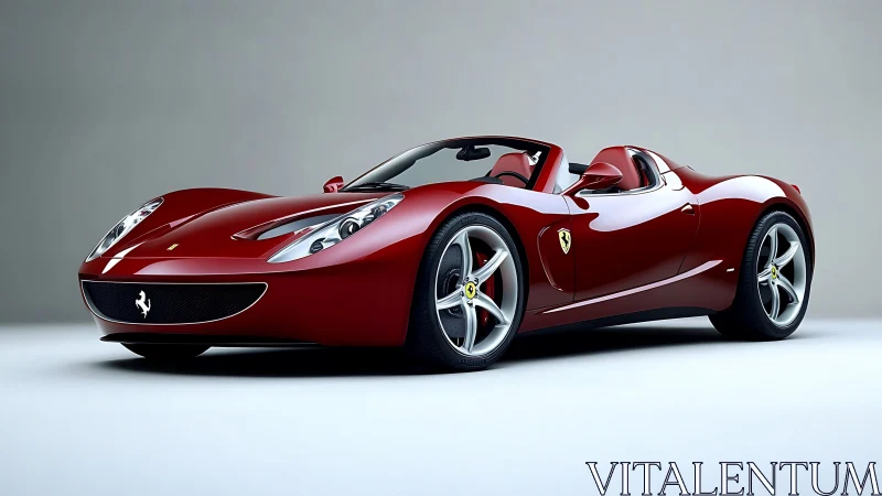 Photorealistic crimson roadster with sculpted aerodynamic bodywork.