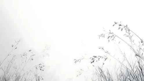 Delicate wild grasses sway softly in a bright white haze