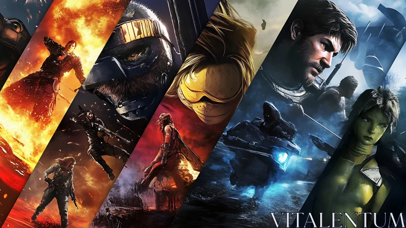 Heroic sci-fi warriors clash across fiery and icy realms.