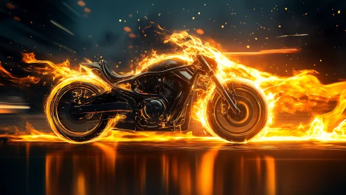 Flaming street phantom outruns the night on molten wheels
