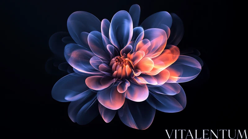 Glowing abstract flower unfolding in soft cosmic light.