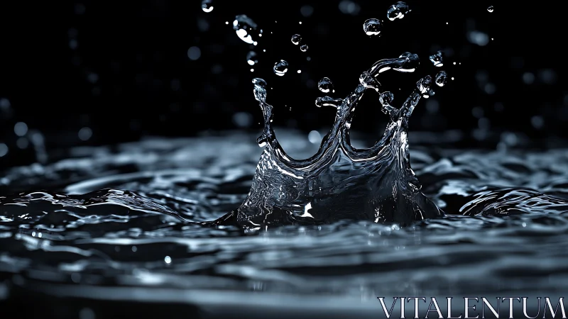 Photorealistic high-speed macro of crown water splash study.