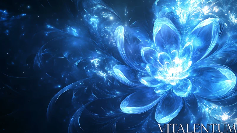 Fractal luminous blue flower radiates energy in cosmic void
