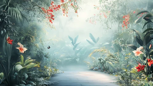 Whisperpath Garden where misty daylight braids with bloomfire.