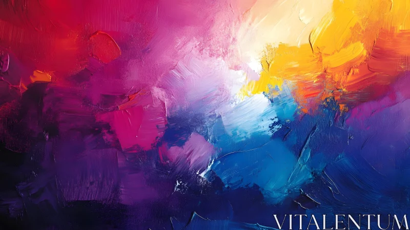 Vibrant Abstract Oil Painting with Bold Brush Strokes and Color.