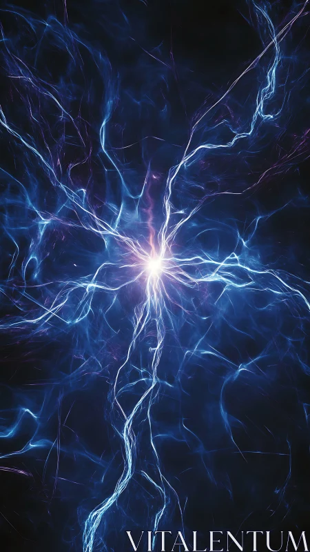 Radial plasma discharge with luminous electric filaments.