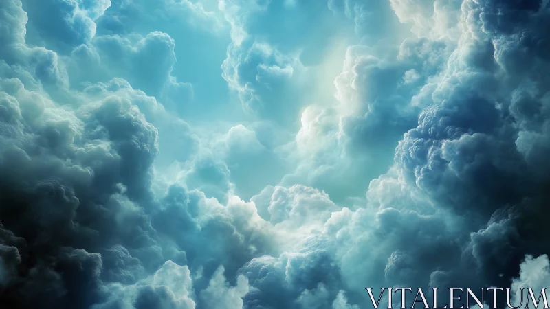 Sky cathedral of clouds opens into a luminous dreamway