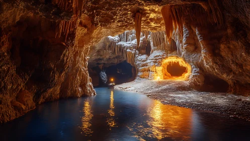 Luminous cavern river and molten‑gold chamber of hidden fire.