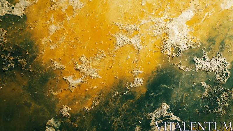Abstract yellow and green texture with foam, organic grunge style.