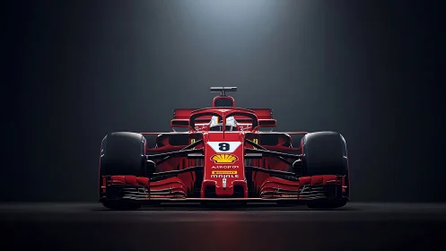 Front-facing studio render studies aerodynamic F1 race car