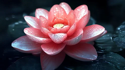 Photorealistic lotus flower with structural petal morphology and translucent surface properties rend