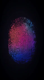Neon biometric fingerprint with gradient spectral dispersion.