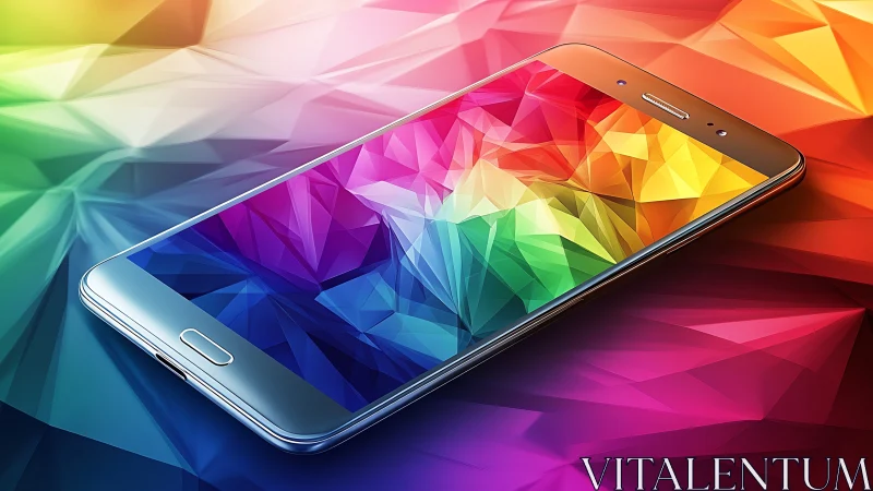 Color-rich smartphone display glows over geometric spectrum.