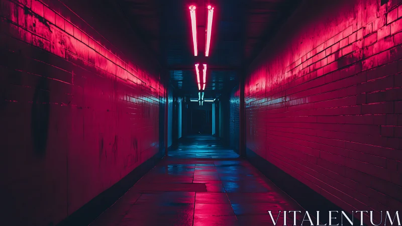 Neon tunnel corridor glows with moody cyberpunk lighting.