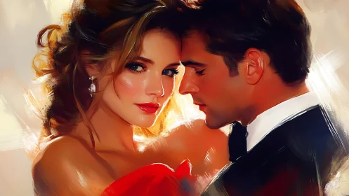 Romantic Couple Portrait Through Warm Golden Hour Light.