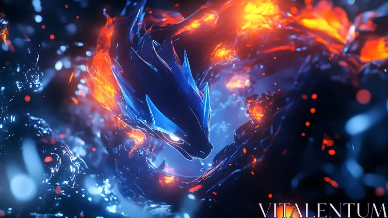 Fiery elemental dragon curls through glowing molten shadows