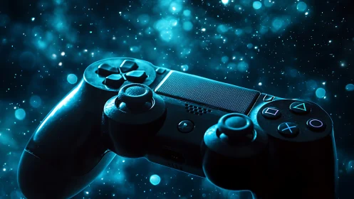 Starlit gamepad drifts through a glowing cosmic control storm