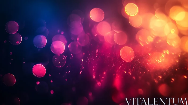 Vibrant abstract bokeh lights in blue, pink, and orange hues.
