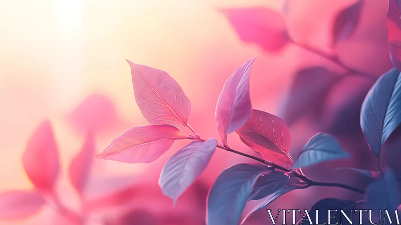 Dreamy Pink and Purple Leaves in Soft Focus Nature Art.