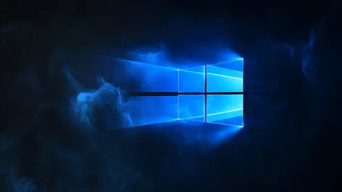 Windows-style blue light window symbol on dark background.