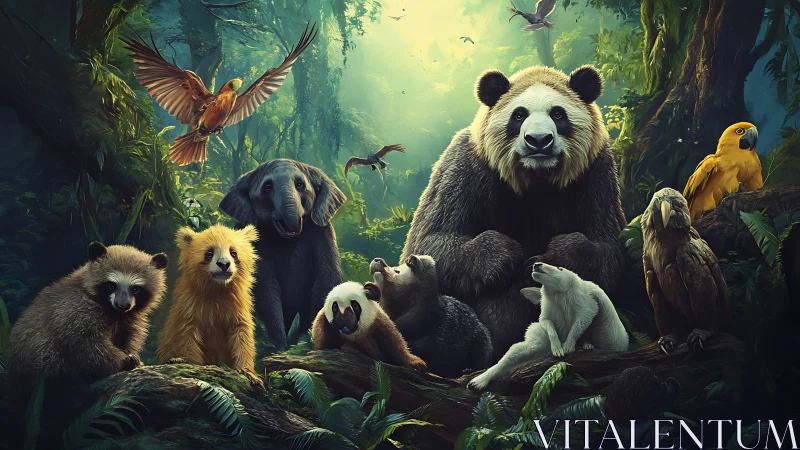 Forest council gathers as curious creatures share quiet wonder