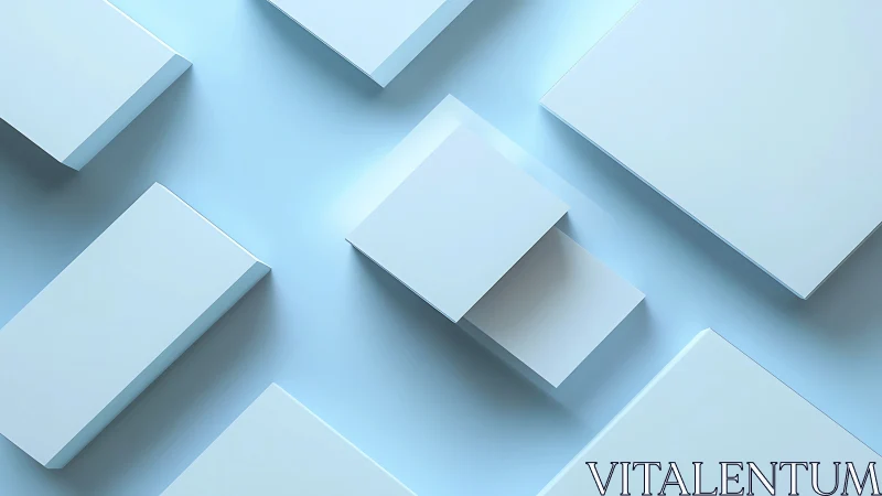 Soft blue geometric blocks in a calming minimalist layout.