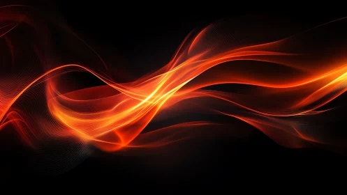 Flowing Luminous Waves - Orange and Red Energy Motion