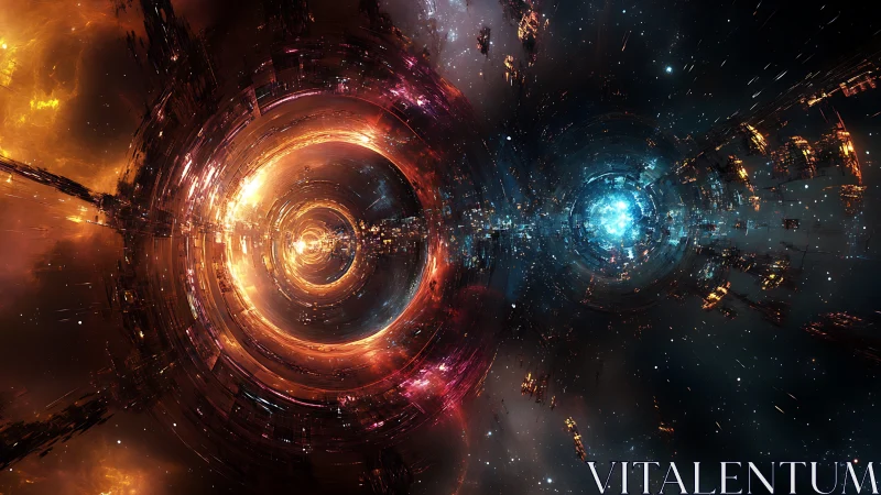 Twin cosmic engines converse in spirals of fire and frost