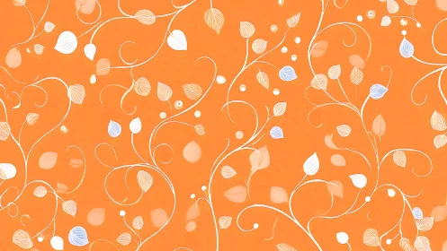 Playful white vines curling over bright tangerine breeze.