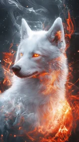 Ember-eyed frost wolf quietly braids fire and smoke