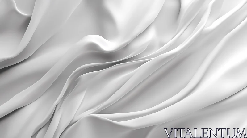 Flowing White Silk Fabric Abstract Texture, Elegant Minimalist Art.
