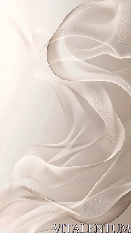 Layered semi-transparent beige fabric waves on pale field.