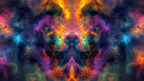 Radiant cosmic nebula swirling with colorful starry wonder.