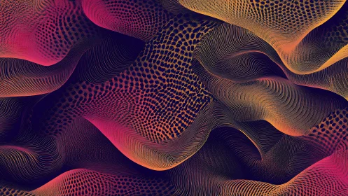 Flowing abstract waves with dense lines and gradients.